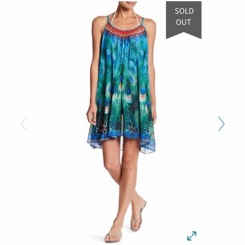 NWT La Moda Peacock Swing Cover-Up Dress